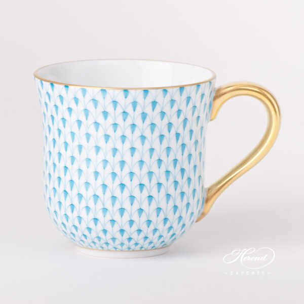 Milk Mug / Breakfast Cup - Herend porcelain 2729-0-00 VHTQ - Turquoise Fishnet design.
