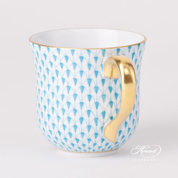 Milk Mug / Breakfast Cup - Herend porcelain 2729-0-00 VHTQ - Turquoise Fishnet design.
