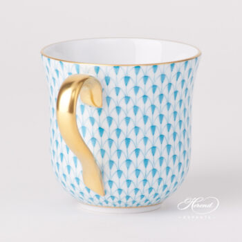 Milk Mug / Breakfast Cup - Herend porcelain 2729-0-00 VHTQ - Turquoise Fishnet design.