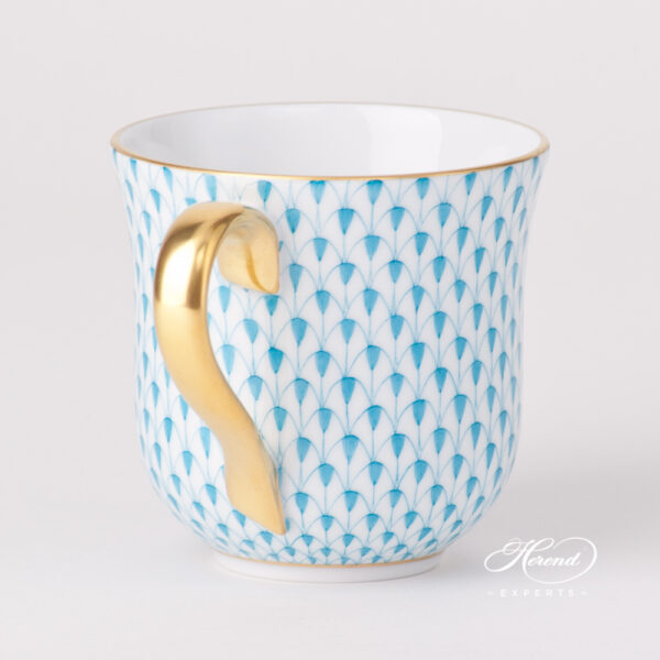 Milk Mug / Breakfast Cup - Herend porcelain 2729-0-00 VHTQ - Turquoise Fishnet design.