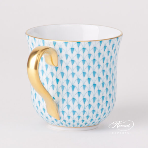 Milk Mug / Breakfast Cup - Herend porcelain 2729-0-00 VHTQ - Turquoise Fishnet design.