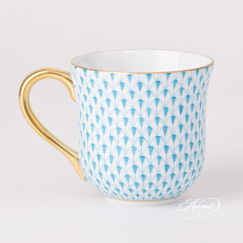 Milk Mug / Breakfast Cup - Herend porcelain 2729-0-00 VHTQ - Turquoise Fishnet design.