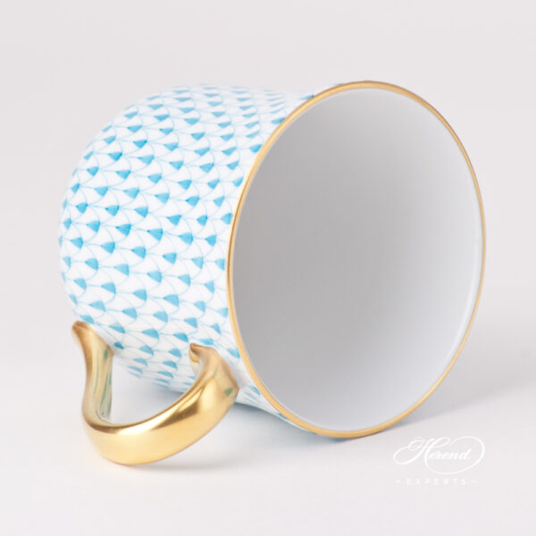 Milk Mug / Breakfast Cup - Herend porcelain 2729-0-00 VHTQ - Turquoise Fishnet design.