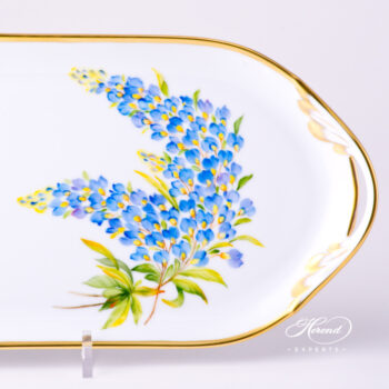 Sandwich Dish 2436-0-00 FLA-BB Texas Bluebonnet Flower pattern. Medium size. Herend fine china hand painted