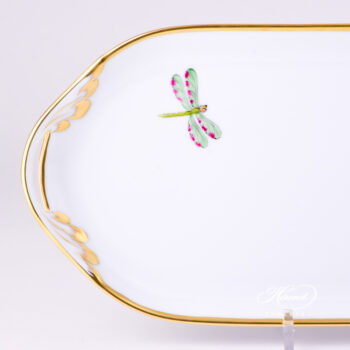 Sandwich Dish 2436-0-00 FLA-BB Texas Bluebonnet Flower pattern. Medium size. Herend fine china hand painted