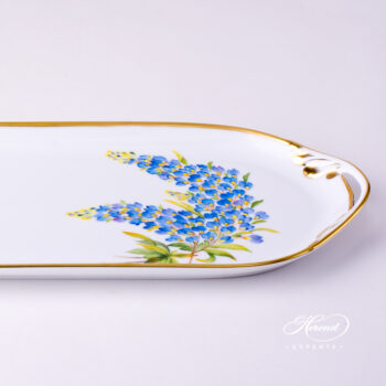 Sandwich Dish 2436-0-00 FLA-BB Texas Bluebonnet Flower pattern. Medium size. Herend fine china hand painted