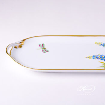Sandwich Dish 2436-0-00 FLA-BB Texas Bluebonnet Flower pattern. Medium size. Herend fine china hand painted