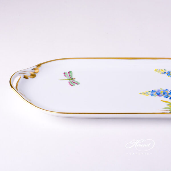 Sandwich Dish 2436-0-00 FLA-BB Texas Bluebonnet Flower pattern. Medium size. Herend fine china hand painted
