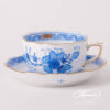 Tea Cup w. Saucer 724-0-00 FB Indian Basket Blue pattern. Herend fine china hand painted. Classical style tableware