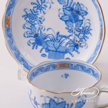 Tea Cup w. Saucer 724-0-00 FB Indian Basket Blue pattern. Herend fine china hand painted. Classical style tableware