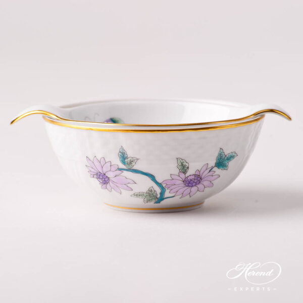 Tea Strainer w. Cup 1453-0-00 EVICTP2 and 1454-0-00 EVICTF2 Royal Garden Turquoise patterns. Herend fine china tableware