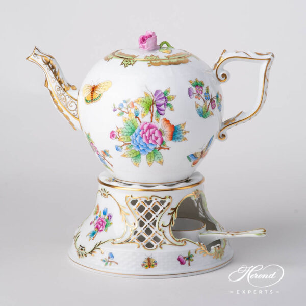 Tea Stove w. Inlay 455-0-00 VBO Queen Victoria pattern. Herend fine china hand painted. Classic Herend pattern