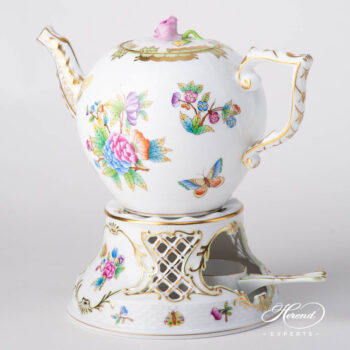 Tea Stove w. Inlay 455-0-00 VBO Queen Victoria pattern. Herend fine china hand painted. Classic Herend pattern