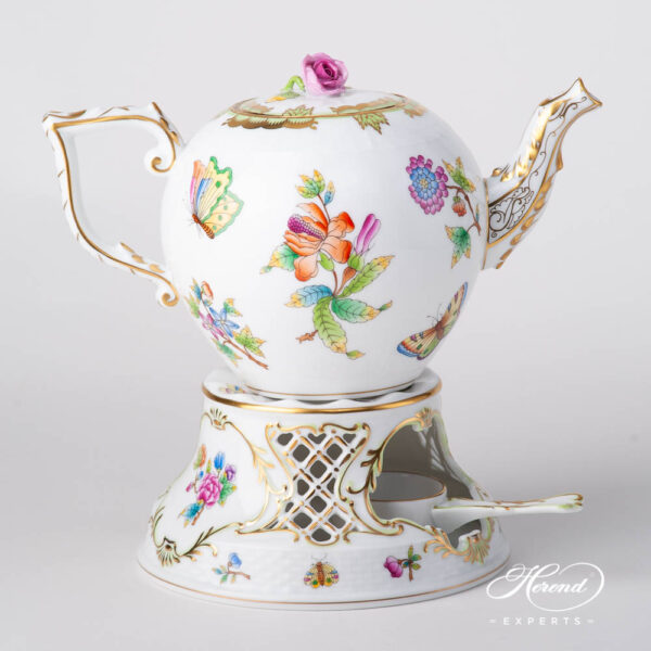 Tea Stove w. Inlay 455-0-00 VBO Queen Victoria pattern. Herend fine china hand painted. Classic Herend pattern