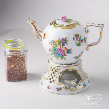 Tea Stove w. Inlay 455-0-00 VBO Queen Victoria pattern. Herend fine china hand painted. Classic Herend pattern