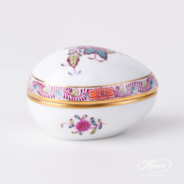 Fancy Box / Candy Jar 6054-0-00 AF Chinese Bouquet / Apponyi Multicolor design. Egg Shaped. Herend porcelain