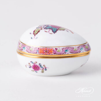 Fancy Box / Candy Jar 6054-0-00 AF Chinese Bouquet / Apponyi Multicolor design. Egg Shaped. Herend porcelain