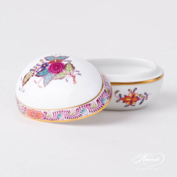 Fancy Box / Candy Jar 6054-0-00 AF Chinese Bouquet / Apponyi Multicolor design. Egg Shaped. Herend porcelain