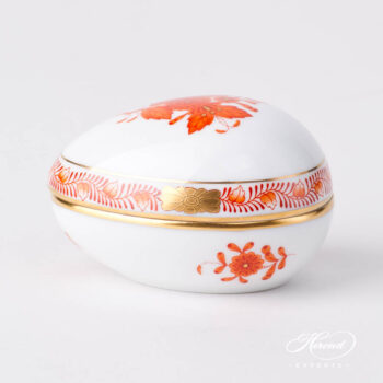 Fancy Box / Candy Jar 6054-0-00 AOG Chinese Bouquet Rust / Apponyi Orange design. Herend porcelain