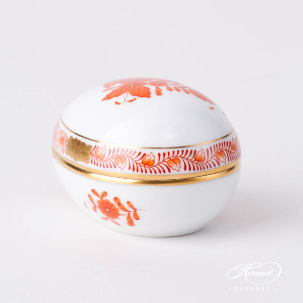 Fancy Box / Candy Jar 6054-0-00 AOG Chinese Bouquet Rust / Apponyi Orange design. Herend porcelain
