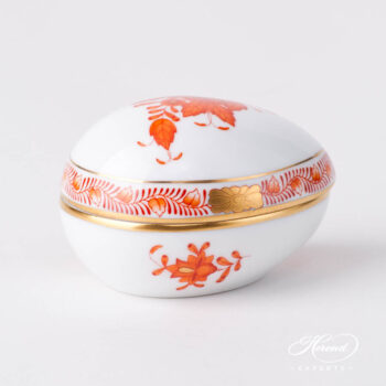 Fancy Box / Candy Jar 6054-0-00 AOG Chinese Bouquet Rust / Apponyi Orange design. Herend porcelain