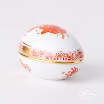 Fancy Box / Candy Jar 6054-0-00 AOG Chinese Bouquet Rust / Apponyi Orange design. Herend porcelain