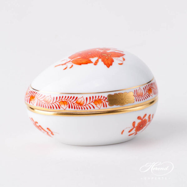 Fancy Box / Candy Jar 6054-0-00 AOG Chinese Bouquet Rust / Apponyi Orange design. Herend porcelain