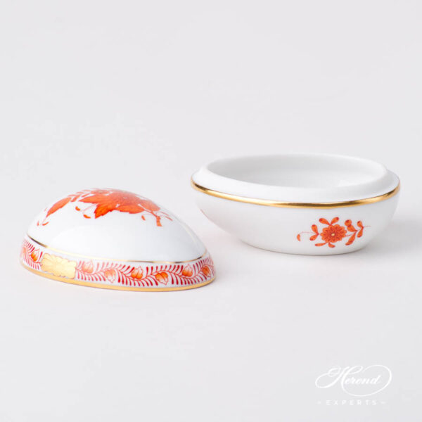 Fancy Box / Candy Jar 6054-0-00 AOG Chinese Bouquet Rust / Apponyi Orange design. Herend porcelain