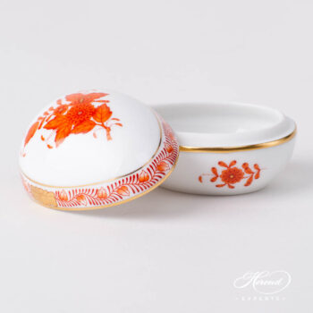 Fancy Box / Candy Jar 6054-0-00 AOG Chinese Bouquet Rust / Apponyi Orange design. Herend porcelain