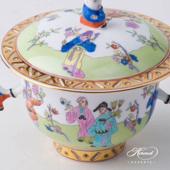 Oriental Cup w. Lid 3353-0-21 CSV Csung Green pattern. Herend fine china hand painted. Oriental style Universal Cup