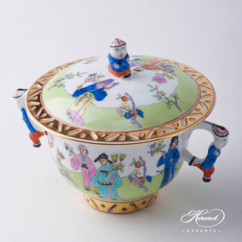 Oriental Cup w. Lid 3353-0-21 CSV Csung Green pattern. Herend fine china hand painted. Oriental style Universal Cup