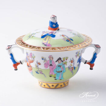 Oriental Cup w. Lid 3353-0-21 CSV Csung Green pattern. Herend fine china hand painted. Oriental style Universal Cup