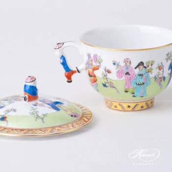 Oriental Cup w. Lid 3353-0-21 CSV Csung Green pattern. Herend fine china hand painted. Oriental style Universal Cup