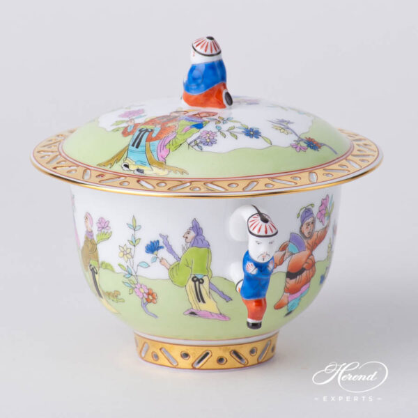 Oriental Cup w. Lid 3353-0-21 CSV Csung Green pattern. Herend fine china hand painted. Oriental style Universal Cup