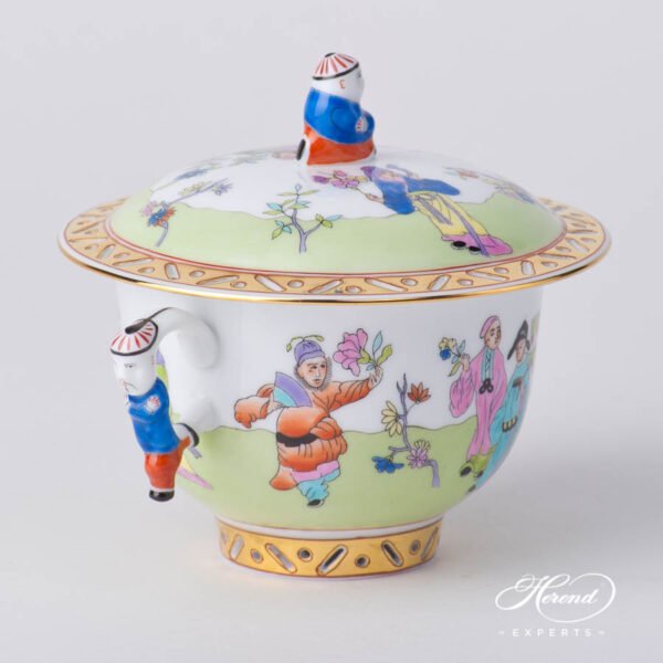 Oriental Cup w. Lid 3353-0-21 CSV Csung Green pattern. Herend fine china hand painted. Oriental style Universal Cup