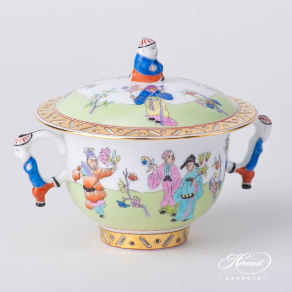 Oriental Cup w. Lid 3353-0-21 CSV Csung Green pattern. Herend fine china hand painted. Oriental style Universal Cup