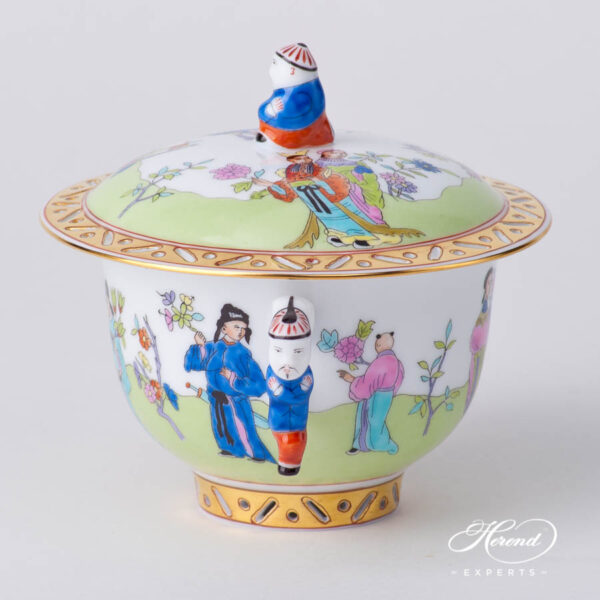 Oriental Cup w. Lid 3353-0-21 CSV Csung Green pattern. Herend fine china hand painted. Oriental style Universal Cup