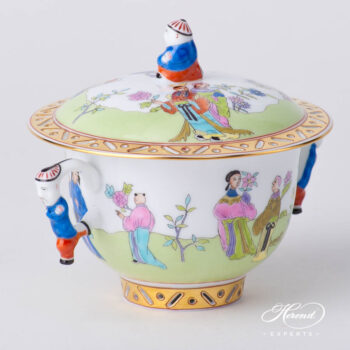 Oriental Cup w. Lid 3353-0-21 CSV Csung Green pattern. Herend fine china hand painted. Oriental style Universal Cup