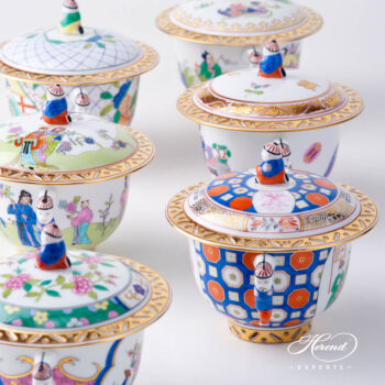 Oriental Cups w. Lid 3353-0-21 - Herend Chinese Scenes patterns. Herend fine china hand painted. Oriental style Universal Cup