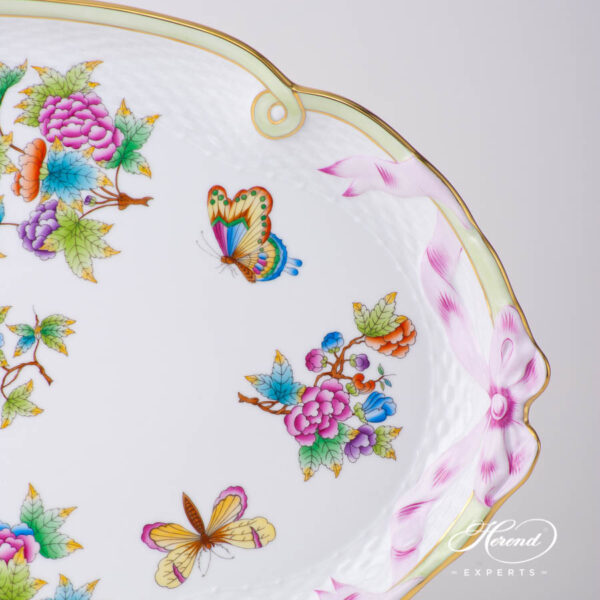Tray w. Ribbon 400-0-00 VBO Queen Victoria design. Herend fine china tableware. Hand painted