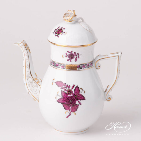 Coffee / Espresso Pot w. Rose Knob 615-0-09 AP3-X1 Chinese Bouquet / Apponyi Burgundy design. Herend fine china
