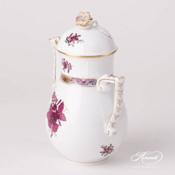 Coffee / Espresso Pot w. Rose Knob 615-0-09 AP3-X1 Chinese Bouquet / Apponyi Burgundy design. Herend fine china