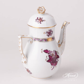 Coffee / Espresso Pot w. Rose Knob 615-0-09 AP3-X1 Chinese Bouquet / Apponyi Burgundy design. Herend fine china