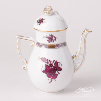 Coffee / Espresso Pot w. Rose Knob 615-0-09 AP3-X1 Chinese Bouquet / Apponyi Burgundy design. Herend fine china