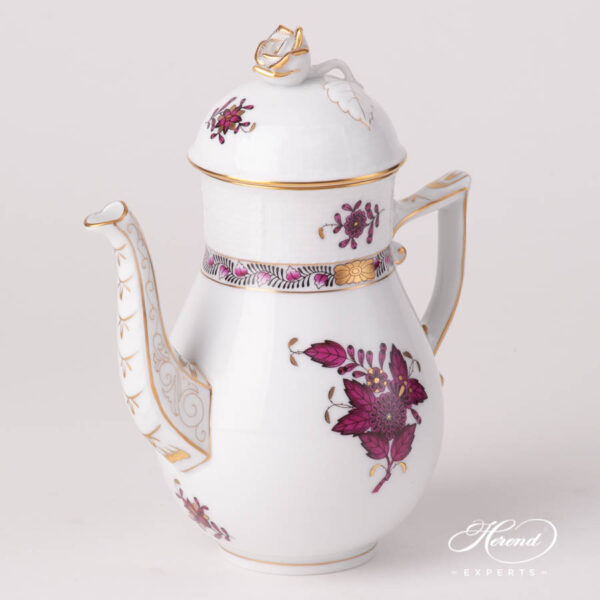 Coffee / Espresso Pot w. Rose Knob 615-0-09 AP3-X1 Chinese Bouquet / Apponyi Burgundy design. Herend fine china