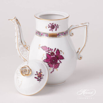 Coffee / Espresso Pot w. Rose Knob 615-0-09 AP3-X1 Chinese Bouquet / Apponyi Burgundy design. Herend fine china