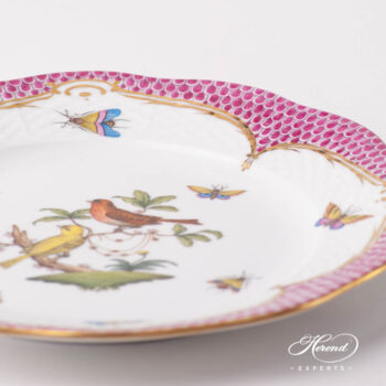 Dessert Plate 519-0-00 RO-EP Rothschild Bird Raspberry / Purple Fish Scale design. Herend fine china tableware. Hand painted