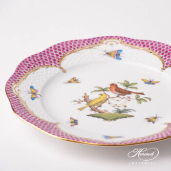 Dessert Plate 519-0-00 RO-EP Rothschild Bird Raspberry / Purple Fish Scale design. Herend fine china tableware. Hand painted