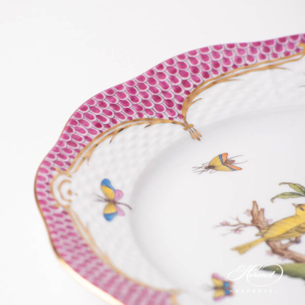 Dessert Plate 519-0-00 RO-EP Rothschild Bird Raspberry / Purple Fish Scale design. Herend fine china tableware. Hand painted