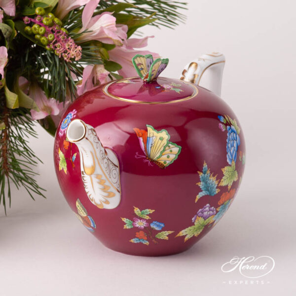 Large Tea Pot w. Butterfly Knob 20604-0-17 VE-FP Queen Victoria Purple design. Herend fine china